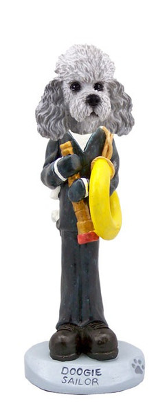 Gray Poodle with Sport Cut Sailor Doogie Collectible Dog Figurine