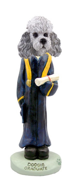 Gray Poodle with Sport Cut Graduate Doogie Collectible Dog Figurine