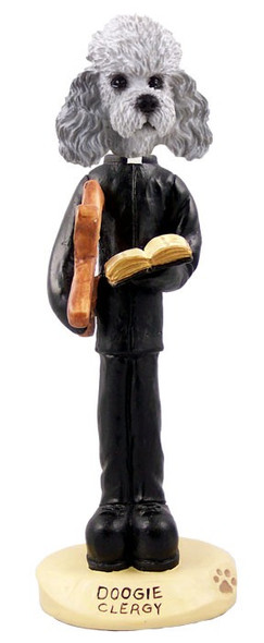 Gray Poodle with Sport Cut Clergy Doogie Collectible Dog Figurine