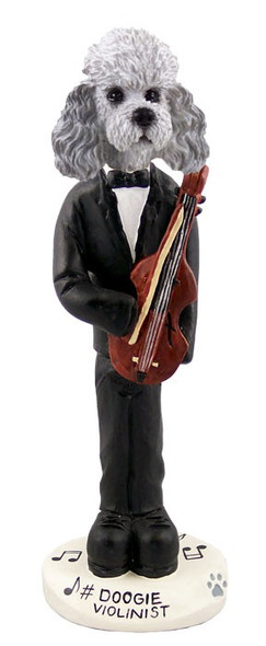 Gray Poodle with Sport Cut Violinist Doogie Collectible Dog Figurine