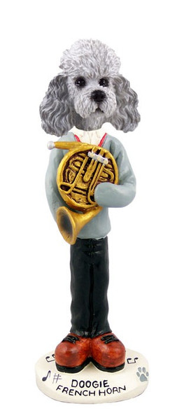 Gray Poodle with Sport Cut French Horn Doogie Collectible Dog Figurine