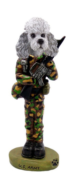 Gray Poodle with Sport Cut U S Army Doogie Collectible Dog Figurine