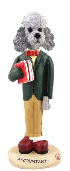 Gray Poodle with Sport Cut Accountant Doogie Collectible Dog Figurine