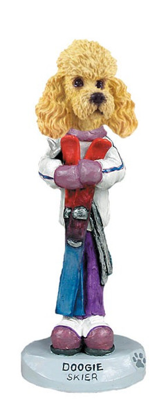 Apricot Poodle Skier Doogie Collectible Dog Figurine