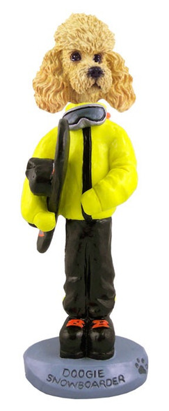 Apricot Poodle Snowboarder Doogie Collectible Dog Figurine