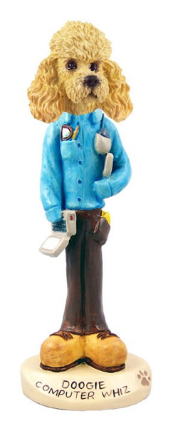 Apricot Poodle Computer Whiz Doogie Collectible Dog Figurine