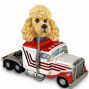 Apricot Poodle Truck Tractor Doogie Collectible Dog Figurine