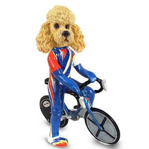 Apricot Poodle Bicycle Doogie Collectible Dog Figurine