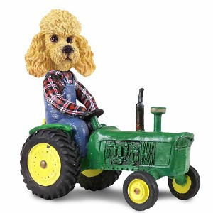 Apricot Poodle Tractor Doogie Collectible Dog Figurine