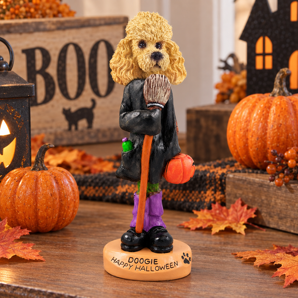 Apricot Poodle Happy Halloween Doogie Collectible Dog Figurine