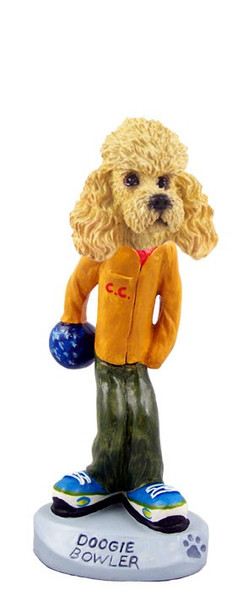Apricot Poodle Bowler Doogie Collectible Dog Figurine