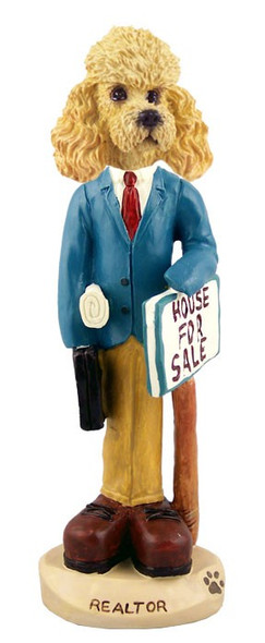 Apricot Poodle Male Realtor Doogie Collectible Dog Figurine