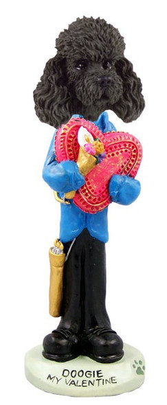 Black Poodle with Sport Cut Valentine Doogie Collectible Dog Figurine