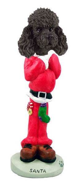 Black Poodle with Sport Cut Santa Doogie Collectible Dog Figurine