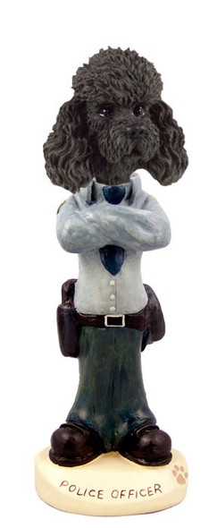 Black Poodle with Sport Cut Police Doogie Collectible Dog Figurine