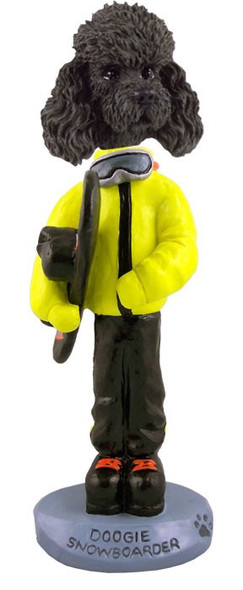 Black Poodle with Sport Cut Snowboarder Doogie Collectible Dog Figurine