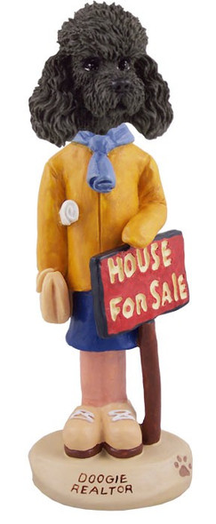 Black Poodle with Sport Cut Female Realtor Doogie Collectible Dog Figurine