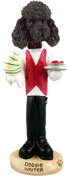 Black Poodle with Sport Cut Waiter Doogie Collectible Dog Figurine
