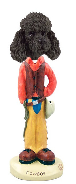 Black Poodle with Sport Cut Cowboy Doogie Collectible Dog Figurine