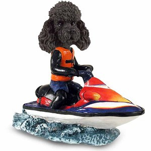Black Poodle with Sport Cut Jet Ski Doogie Collectible Dog Figurine