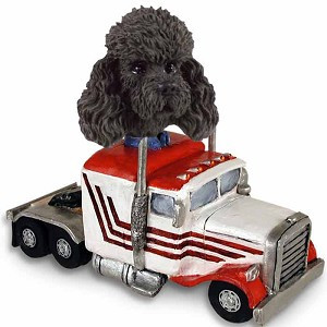Black Poodle with Sport Cut Truck Tractor Doogie Collectible Dog Figurine