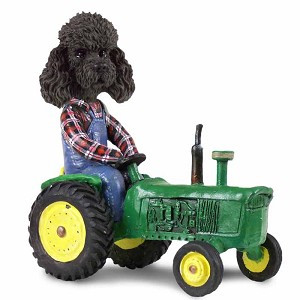 Black Poodle with Sport Cut Tractor Doogie Collectible Dog Figurine