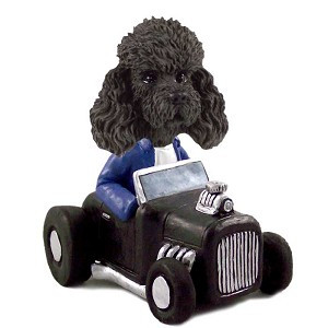 Black Poodle with Sport Cut Hot Rod Doogie Collectible Dog Figurine