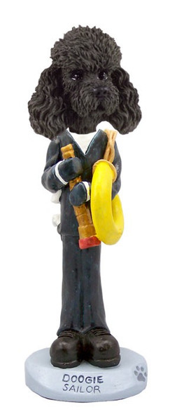 Black Poodle with Sport Cut Sailor Doogie Collectible Dog Figurine