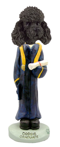 Black Poodle with Sport Cut Graduate Doogie Collectible Dog Figurine