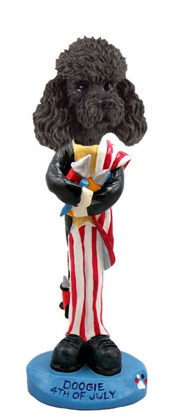Black Poodle with Sport Cut 4th of July Doogie Collectible Dog Figurine