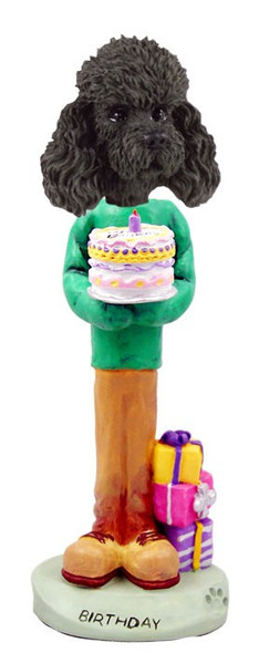 Black Poodle with Sport Cut Birthday Doogie Collectible Dog Figurine