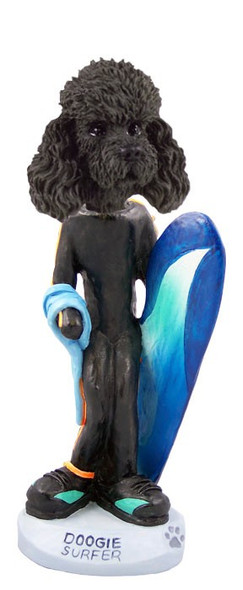 Black Poodle with Sport Cut Surfer Doogie Collectible Dog Figurine