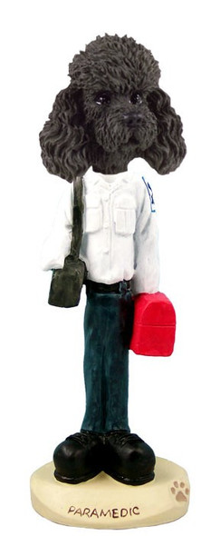 Black Poodle with Sport Cut Paramedic Doogie Collectible Dog Figurine