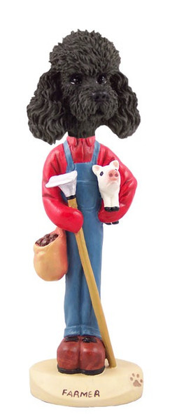 Black Poodle with Sport Cut Farmer Doogie Collectible Dog Figurine