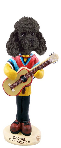 Black Poodle with Sport Cut Viva Mexico Doogie Collectible Dog Figurine