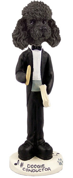 Black Poodle with Sport Cut Conductor Doogie Collectible Dog Figurine