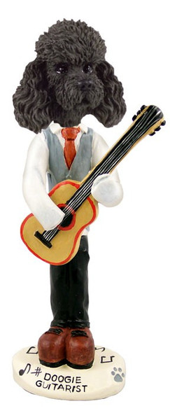 Black Poodle with Sport Cut Guitarist Doogie Collectible Dog Figurine