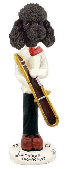 Black Poodle with Sport Cut Trombonist Doogie Collectible Dog Figurine