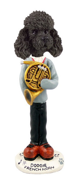 Black Poodle with Sport Cut French Horn Doogie Collectible Dog Figurine