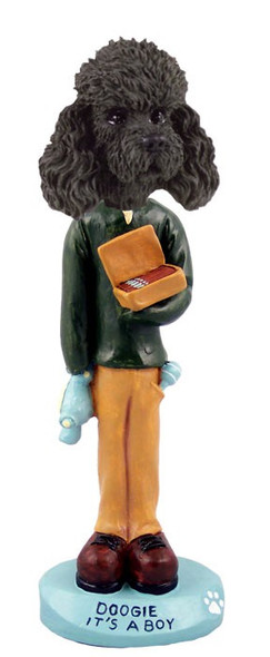 Black Poodle with Sport Cut It's a Boy Doogie Collectible Dog Figurine