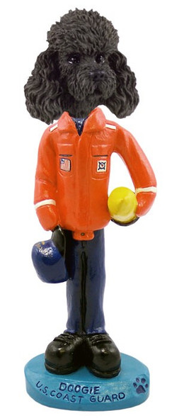 Black Poodle with Sport Cut U S Coast Guard Doogie Collectible Dog Figurine