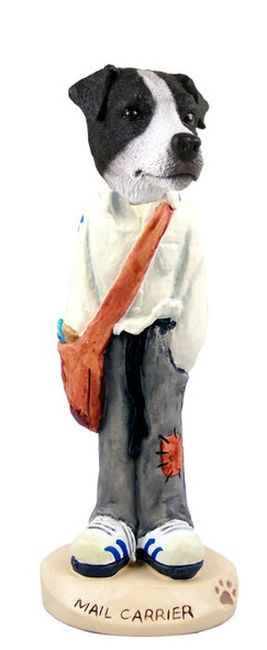 Black & White Smooth Coat Jack Russell Terrier Mail Carrier Doogie Collectible Dog Figurine