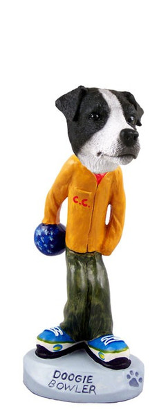 Black & White Smooth Coat Jack Russell Terrier Bowler Doogie Collectible Dog Figurine
