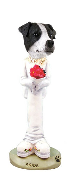 Black & White Smooth Coat Jack Russell Terrier Bride Doogie Collectible Dog Figurine