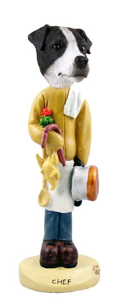 Black & White Smooth Coat Jack Russell Terrier Chef Doogie Collectible Dog Figurine