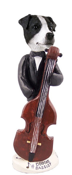 Black & White Smooth Coat Jack Russell Terrier Bassist Doogie Collectible Dog Figurine