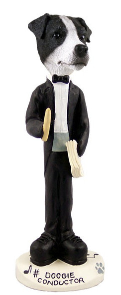 Black & White Smooth Coat Jack Russell Terrier Conductor Doogie Collectible Dog Figurine