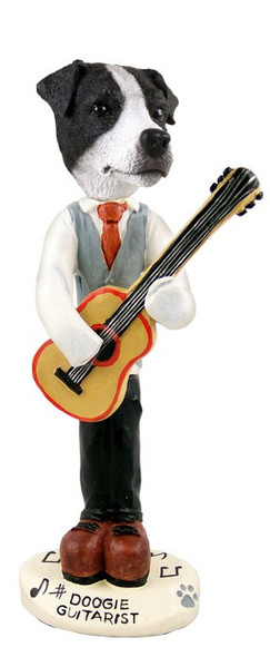Black & White Smooth Coat Jack Russell Terrier Guitarist Doogie Collectible Dog Figurine