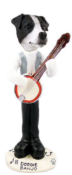 Black & White Smooth Coat Jack Russell Terrier Banjo Doogie Collectible Dog Figurine