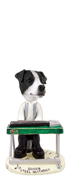 Black & White Smooth Coat Jack Russell Terrier Steel Guitarist Doogie Collectible Dog Figurine
